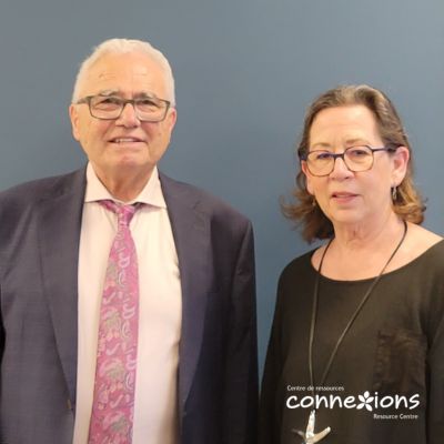 Connexions' Executive Director, Danielle Lanyi poses with Raymond Théberge, Commissioner of Official Languages