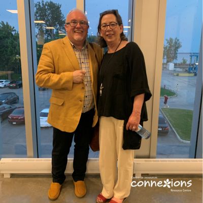 Connexions' Executive Director, Danielle Lanyi poses with Charles Taker, OCOL's representative for Québec and Nunavut