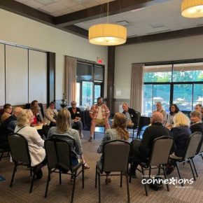 Community partners discuss during the Community Meeting segment of Connexions' AGM