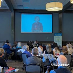 Community members and partners watch RDN's video spotlighting Connexions at the 2024 Connexions AGM.